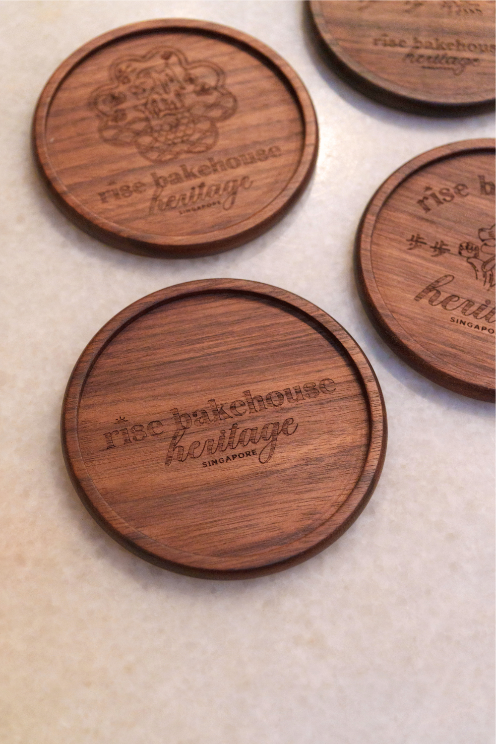 步步糕升 Merlion Heritage Wood Coaster