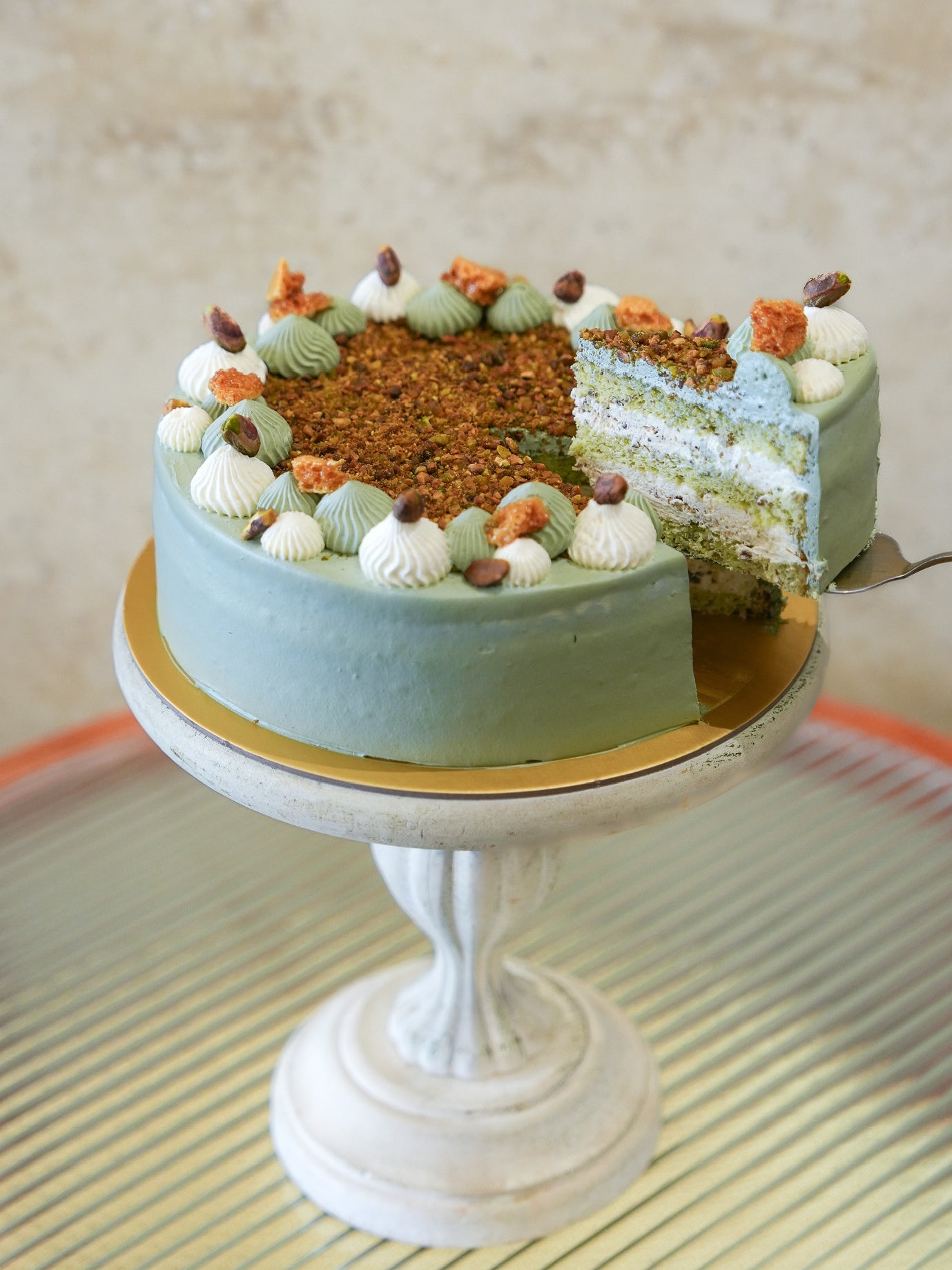 Pistachio Honeycomb Cake